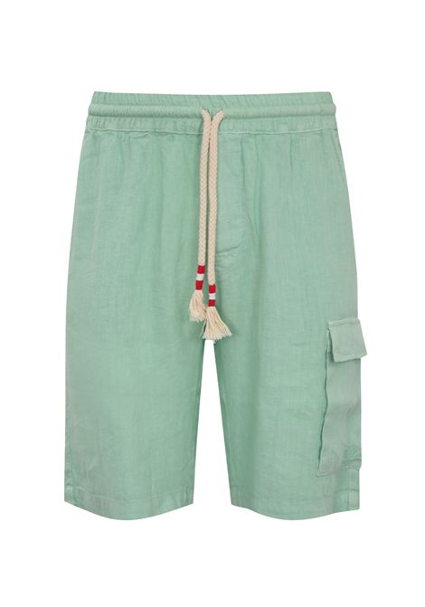 Bermuda Mc2 Saint Barth Marseille uomo MARSEILLE00308H Verde lino coulisse elastica tasche logo MC2 SAINT BARTH | Bermuda | MARSEILLE00308H53